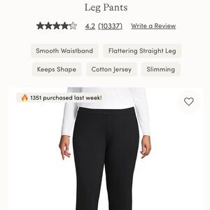 Lands’ End Women's Plus Size Starfish Mid Rise Pull On Straight Leg Pants Black